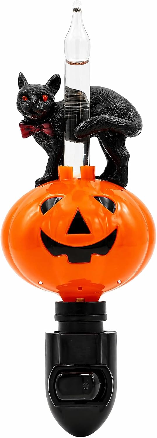 Black Cat Pumpkin Night Light