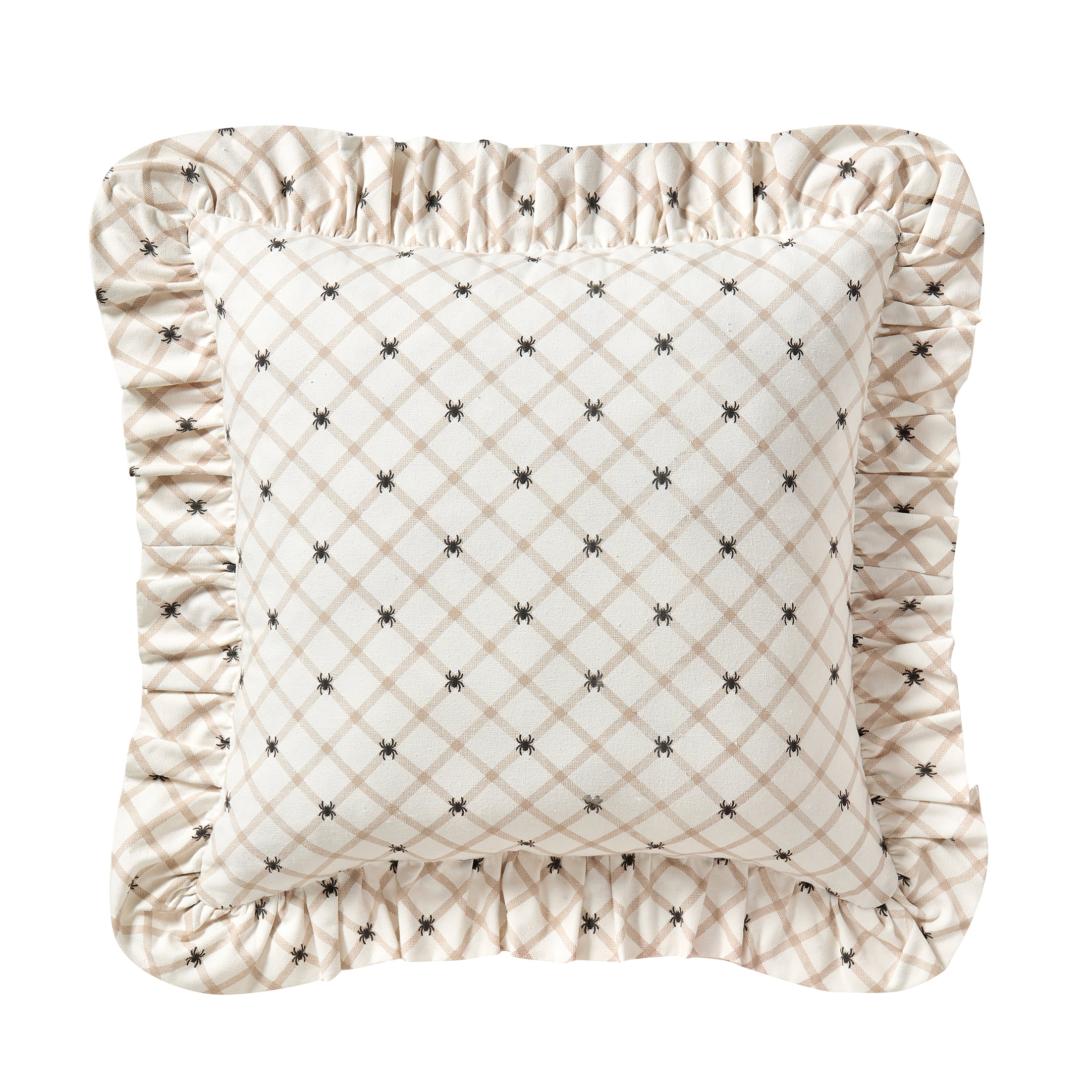 Ivory Plaid Spiders Pillow