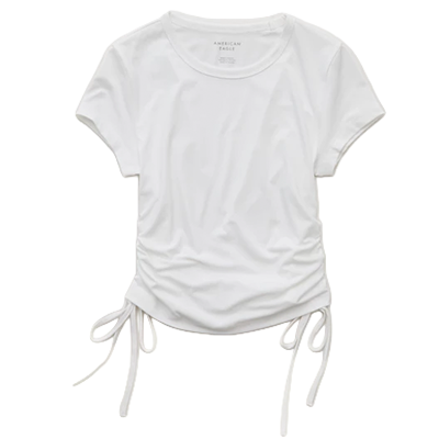 AE Ruched Side-Tie Baby Tee
