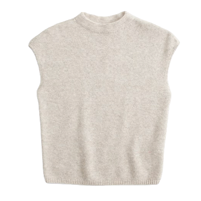 A&F Merino Wool Blend Short Sleeve Mock Neck Sweater