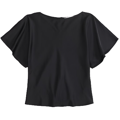 A&F Satin Flutter Sleeve Slash Top