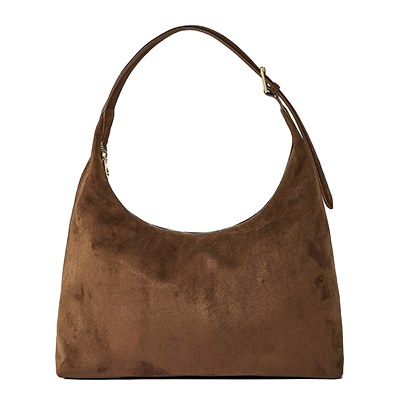 Faux Suede Slouchy Shopper Tote Bag