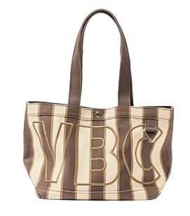 Striped Custom Alpha Tote - Mocha
