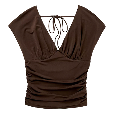 Women's Dolman Cinched Tie-Back Short Sleeve T-Shirt
